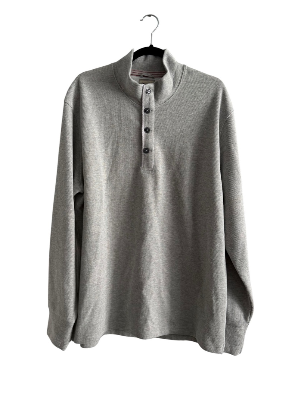 Relwen Gray Mock Neck Button Henley Pullover Sweatshirt XL - Picture 2 of 5